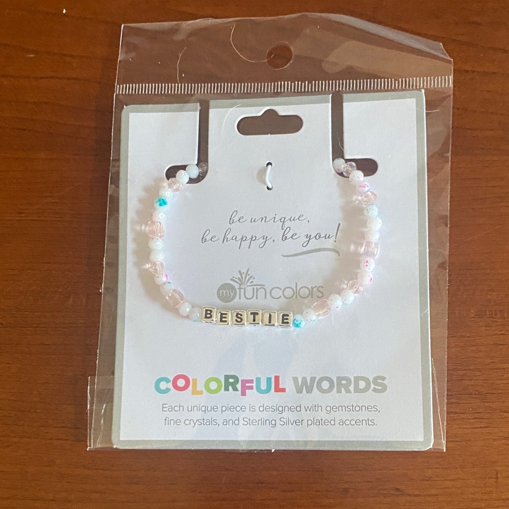 Bestie Bracelet. Sterling Silver plated accents. NWT